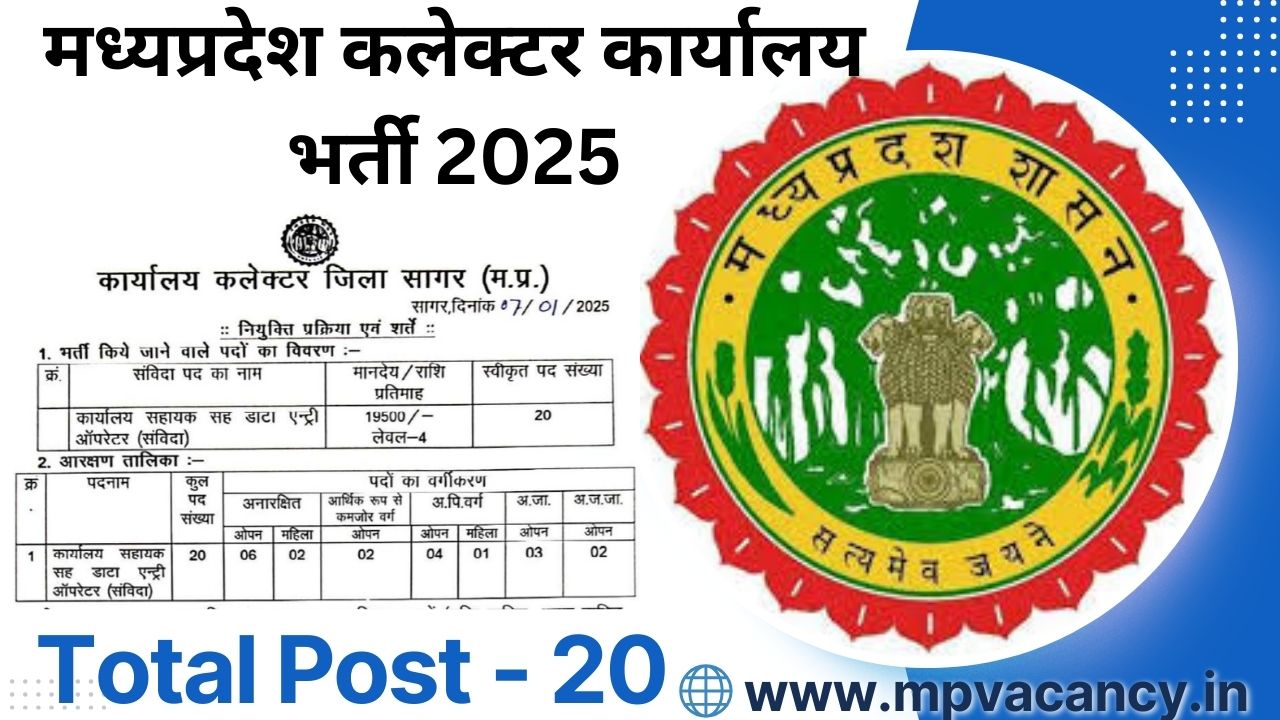 मध्‍यप्रदेश कलेक्‍टर कार्यालय भर्ती 2025 | MP Collector Office Vacancy 2025 | MP Collector Recruitment 2025 | mp collector office bharti 2025 | mp data entry operator vacancy 2025 | mp vacancy 2025 @mpvacancy @mpgovtjob @mpvacancy.in @mpvacancy.com #mp_vacancy-2025